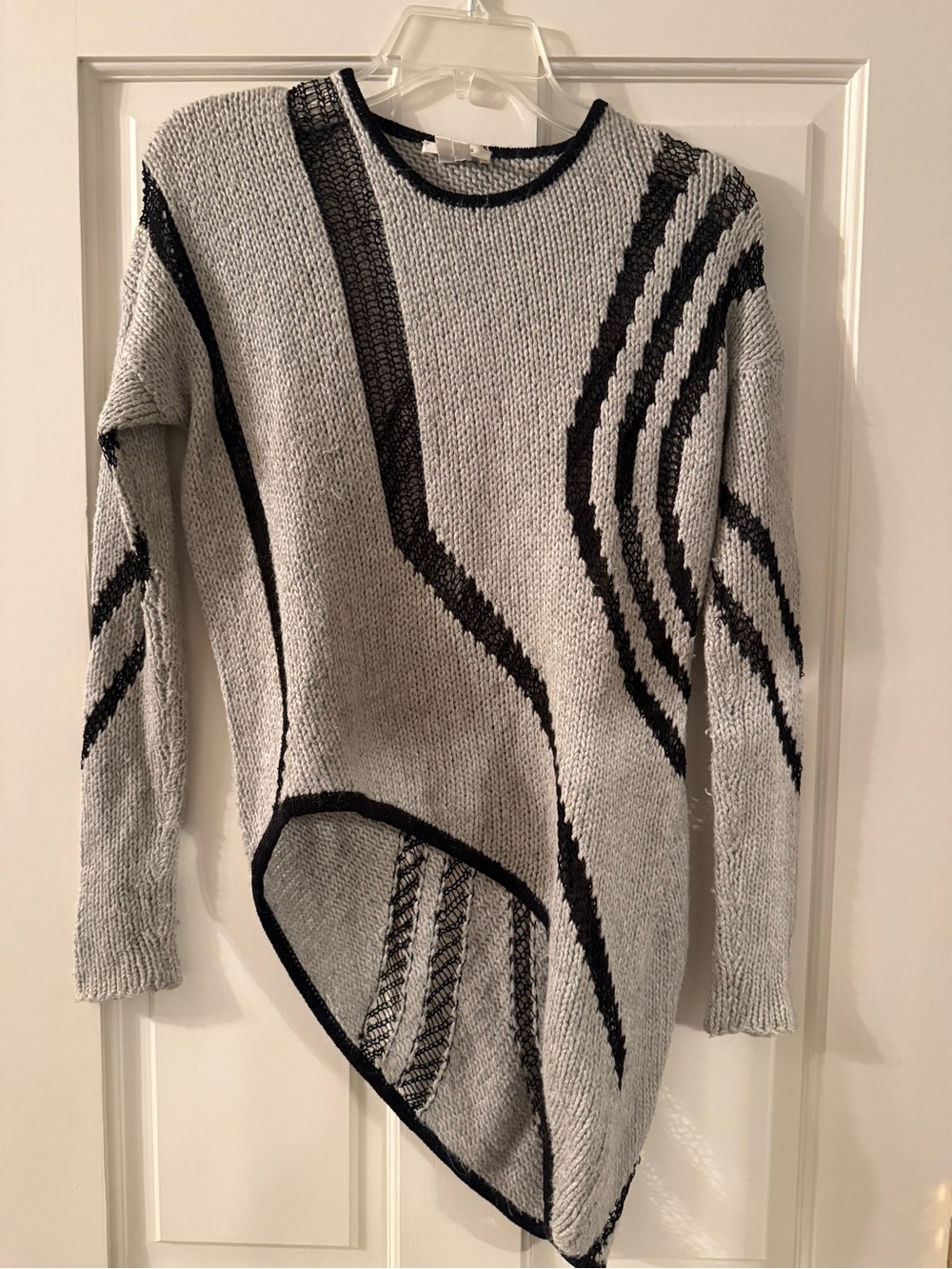 Helmut Lang Grey & Black Asymmetric Crew Sweater